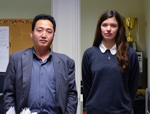 Joo Il Kim and Lucy Edwards after watching The Interview